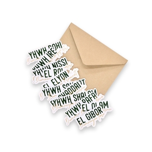 Set de 12 stickere cu Numele Lui Dumnezeu

YHWH Shalom, YHWH Rafa, YHWH Ire, YHWH Rohi, YHWH Nissi, YHWH Savaot, El Shaddai, El Gibor, El Olam, El Roi, El Elyon, Immanuel